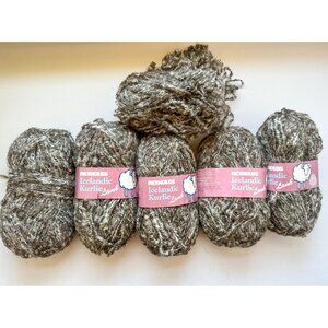 Reynolds Icelandic Kurlie Lamb Virgin Wool Yarn Brown 6 Skeins 50 Grams 90 Yards